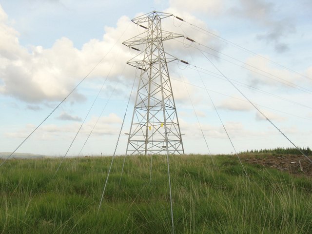A metal transmission tower stabilized by multiple tensioned support wires, standing in a grassy field under a partly cloudy sky—symbolizing the importance of balance and tension in leadership.